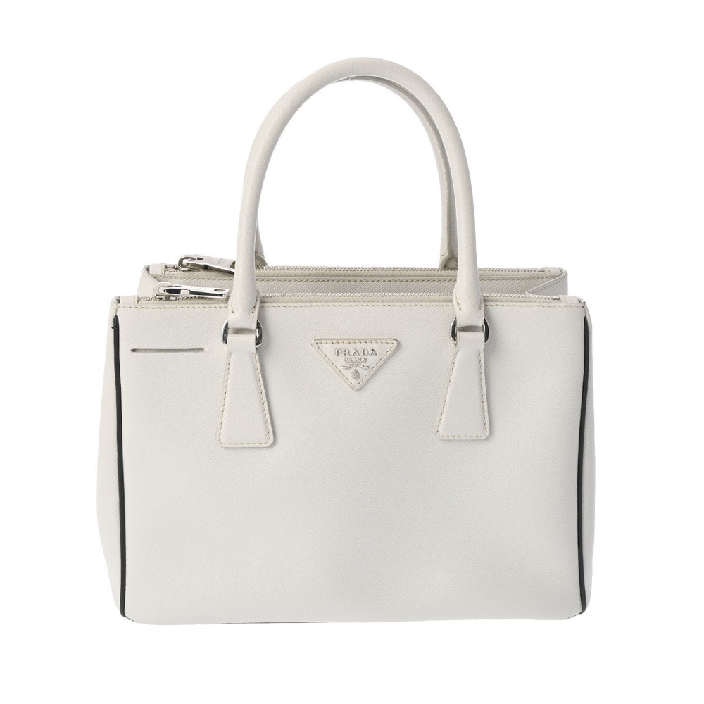 Prada Galleria Bag Off White Black Saffiano Leather